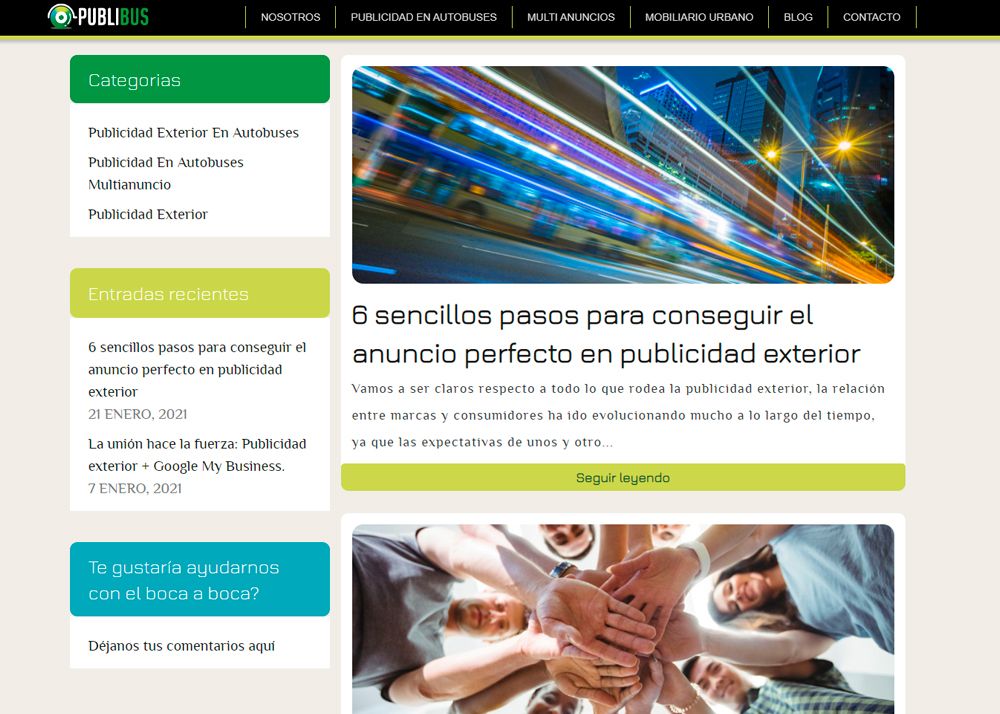 Web corporativa Publibus publicidad exterior