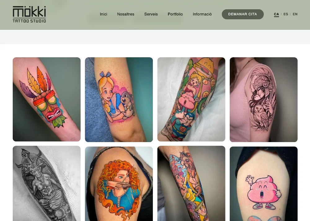 Web estudio de tatuajes
