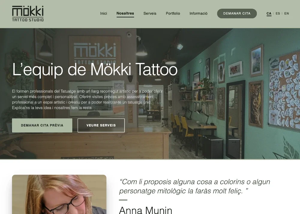 Web estudio de tatuajes