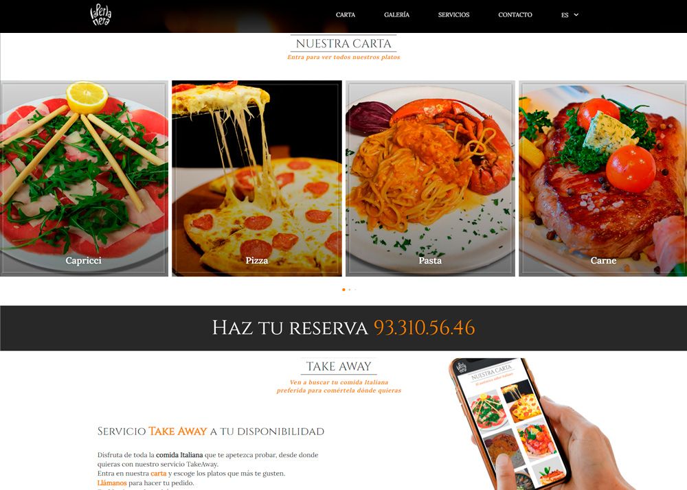 Web Restaurante Italiano La Perla Nera