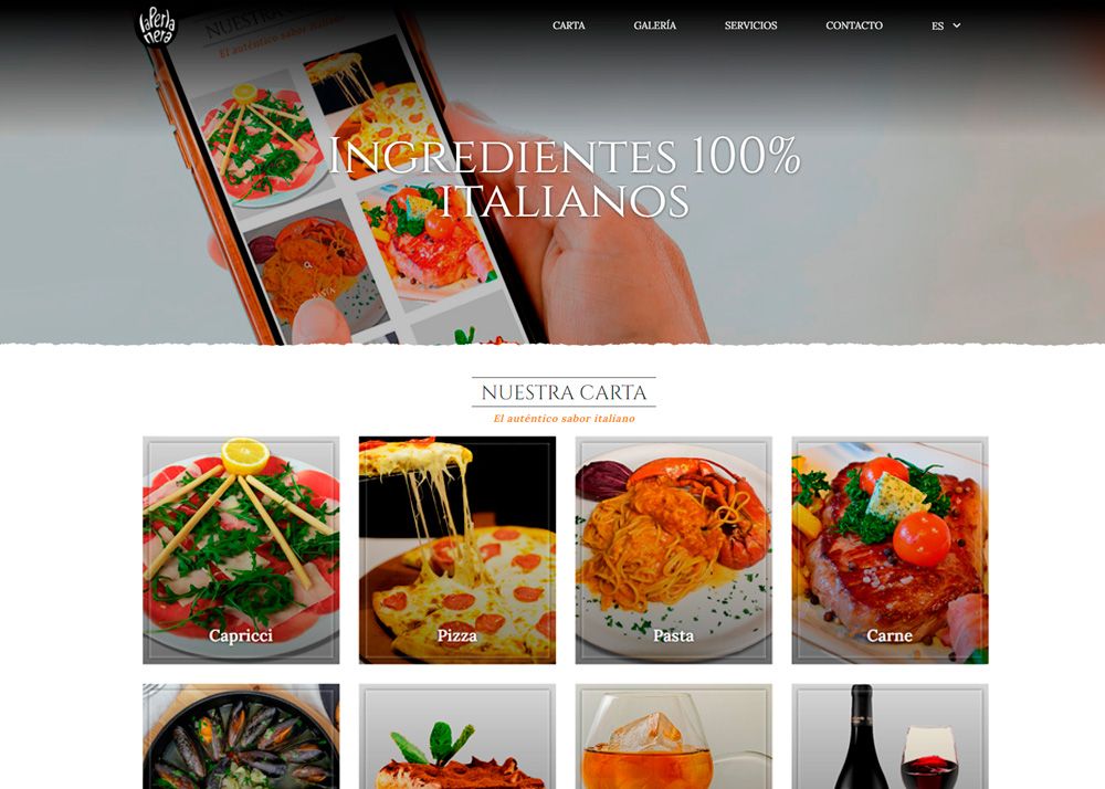 Web Restaurante Italiano La Perla Nera